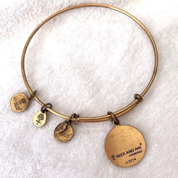 Alex and Ani Like A Daughter Charm Bracelet Gold Finish Expands 2”- 3.5” - Picture 3 of 4